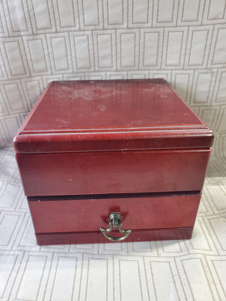 Vintage Wooden Jewelry Box with Clock AS IS—READ DESCRIPTION CAREFULLY**