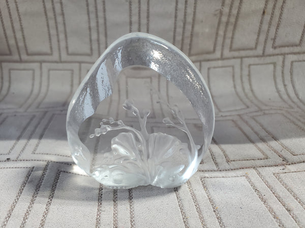 Dartington Crystal Floral Paperweight Signed Freesia