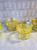 (C) Set of 8 Vintage Yellow Glass King's Thumbprint Sherbert Glasses