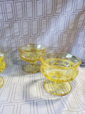 (C) Set of 8 Vintage Yellow Glass King's Thumbprint Sherbert Glasses