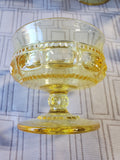 (C) Set of 8 Vintage Yellow Glass King's Thumbprint Sherbert Glasses