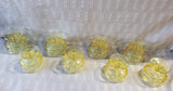 (C) Set of 8 Vintage Yellow Glass King's Thumbprint Sherbert Glasses