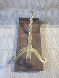 Rustic Wooden and Brass Wall Hanging Hook