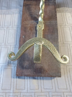 Rustic Wooden and Brass Wall Hanging Hook