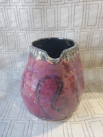 Signed Heavy Purple Glazed Ceramic Cream Pitcher