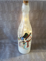 Light-Up Glass Snowman Decorative Bottle WORKS