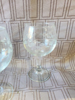 Set of 6 Clear Glass Etched Wine Glasses