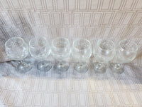 Set of 6 Clear Glass Etched Wine Glasses