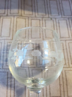 Set of 6 Clear Glass Etched Wine Glasses