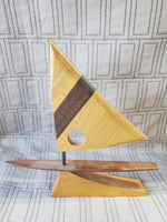 Hand Carved Wooden Boat Sculpture