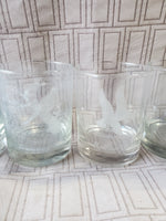 Set of 8 Etched Clear Glass Wild Game Birds Old Fashioned Glasses