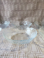 Set of 8 Embossed Fruit Clear Glass Bowls