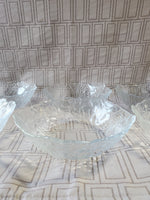 Set of 8 Embossed Fruit Clear Glass Bowls