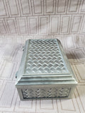 Metal Basket Weave Rectangular Trinket Box