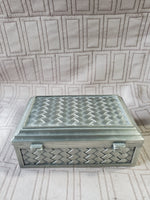 Metal Basket Weave Rectangular Trinket Box