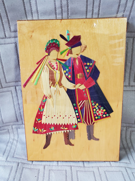 Straw and top Wood Folk Art