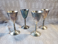 Set of 4 Plator Silverplated Cordial Goblets