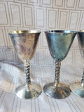 Set of 4 Plator Silverplated Cordial Goblets