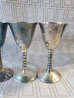 Set of 4 Plator Silverplated Cordial Goblets