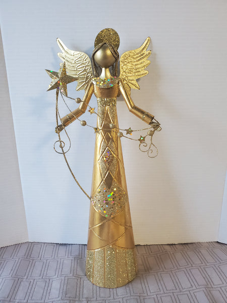 Gold Toned Metal Angel Figurine