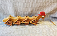 Vintage Wooden Caterpillar Pull Toy