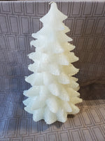 White Glitter Christmas Tree Candle