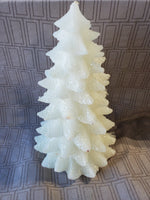 White Glitter Christmas Tree Candle