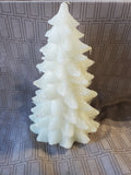 White Glitter Christmas Tree Candle