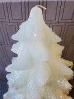 White Glitter Christmas Tree Candle