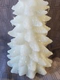 White Glitter Christmas Tree Candle