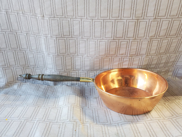 Vintage Copper Dipper Pot with Long Wooden Handle