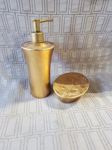 2 Piece Gold Toned Glass Bathroom Set