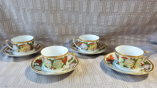 8 Piece Christian Dior "Dior Christmas" Teacup and Saucer Sets