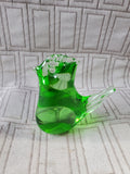 Hand Blown Green Glass Bird Paperweight