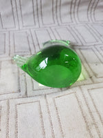 Hand Blown Green Glass Bird Paperweight