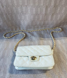 Quilted White Faux Leather Crossbody Purse