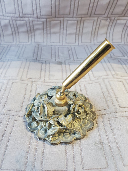 Vintage Ornate Brass Pen Holder