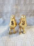 Pair of Gold Painted Ceramic Bird Salt and Pepper Shakers