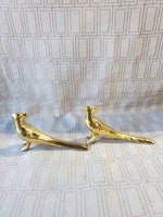 Pair of Gold Painted Ceramic Bird Salt and Pepper Shakers