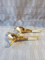 Pair of Gold Painted Ceramic Bird Salt and Pepper Shakers