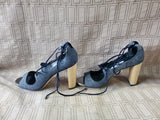 Pair of Jimmy Choo Lace Up Denim Heels—Women's Size 5