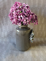 Grey Ceramic Vase with Purple Flowers