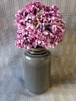 Grey Ceramic Vase with Purple Flowers