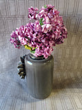 Grey Ceramic Vase with Purple Flowers