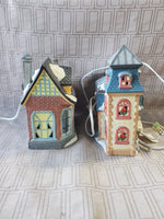 (A) Pair of Merrybrite Christmas Village Light-Up Houses WORKS