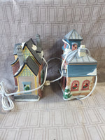 (A) Pair of Merrybrite Christmas Village Light-Up Houses WORKS