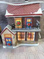 (B) Pair of Merrybrite Christmas Village Light-Up Houses WORKS