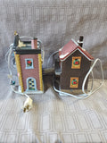 (B) Pair of Merrybrite Christmas Village Light-Up Houses WORKS