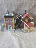 (B) Pair of Merrybrite Christmas Village Light-Up Houses WORKS