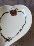 Ceramic Holly Berry Heart Shaped Candy Dish